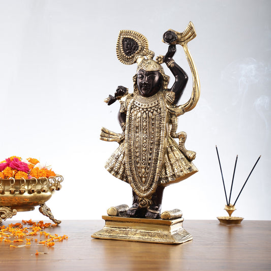 Exquisite Brass Shreenath ji Murti - 18 Inch | Fine Details & Craftsmanship - Budhshiv.com