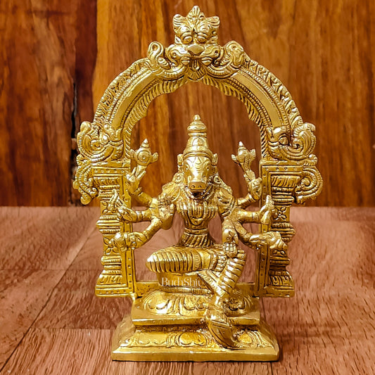 Exquisite Brass Varahi Amman Idol with Frame 6 inch - Budhshiv.com