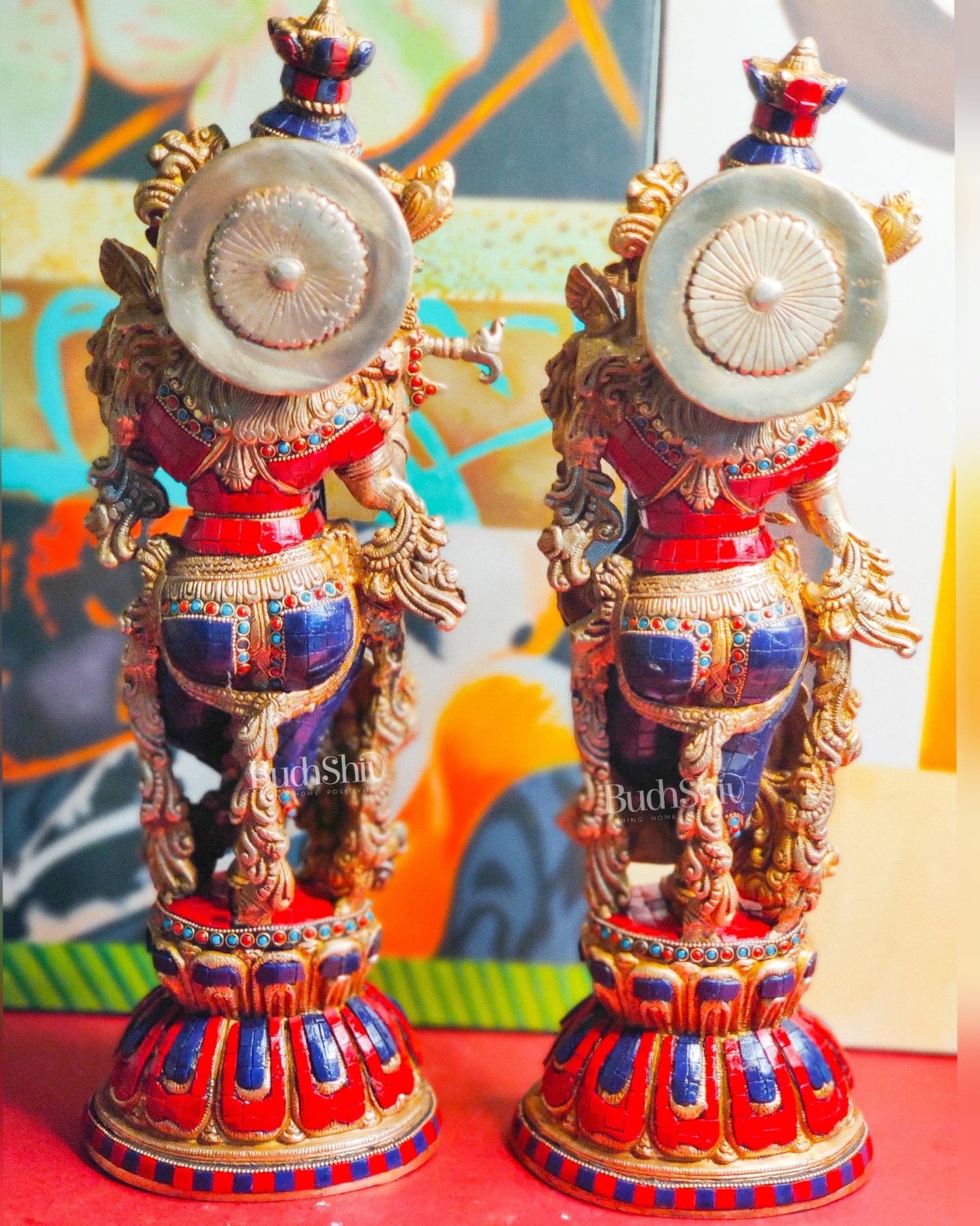 Exquisite Handcrafted Radha Krishna Statues 21 inch - Budhshiv.com
