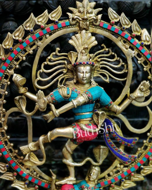 Exquisite Nataraja Brass Statue with OM - 25" Height - Budhshiv.com
