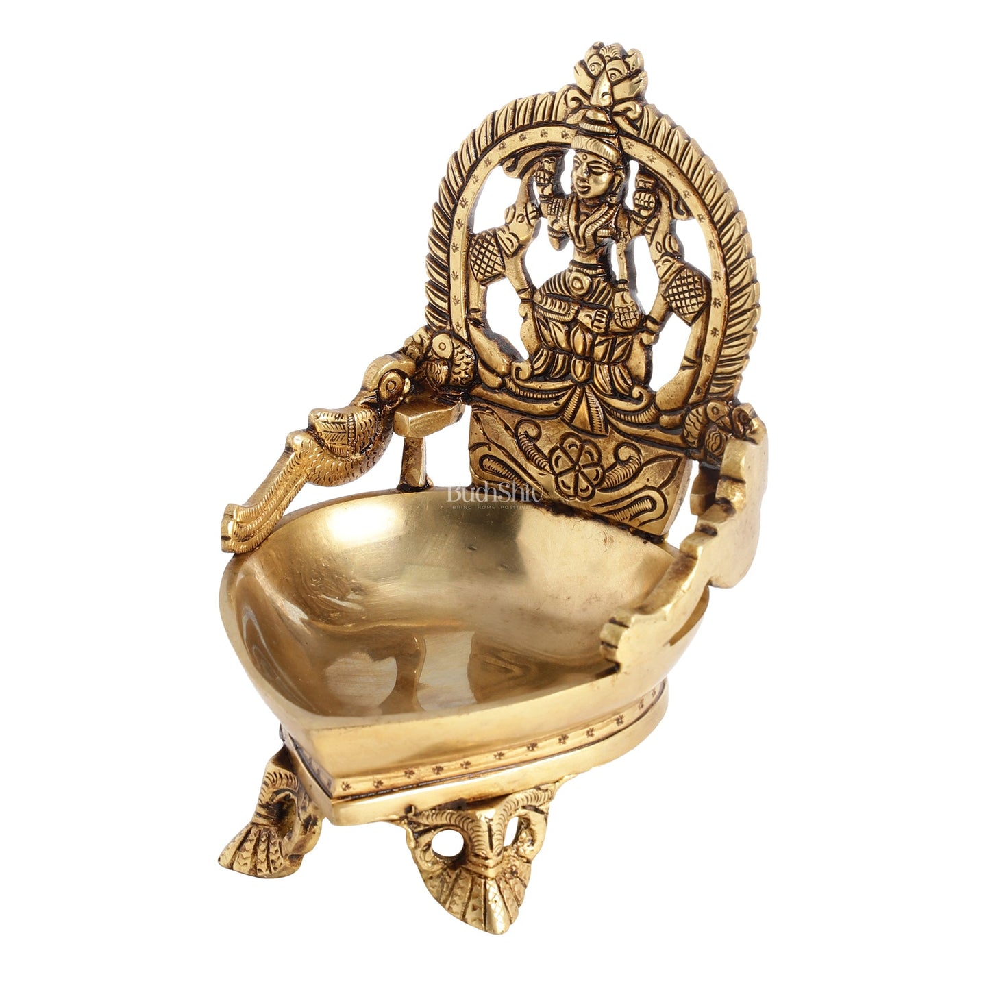 Gajalakshmi Brass Oil lamp 7" - Budhshiv.com