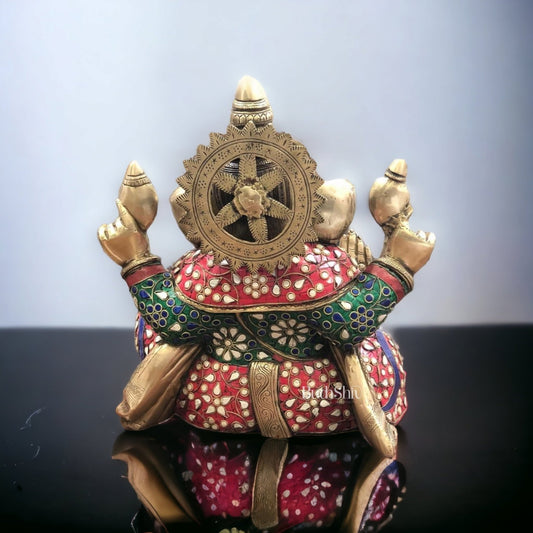 Ganapati Aashirwad Idol with Handwork 13" - Budhshiv.com