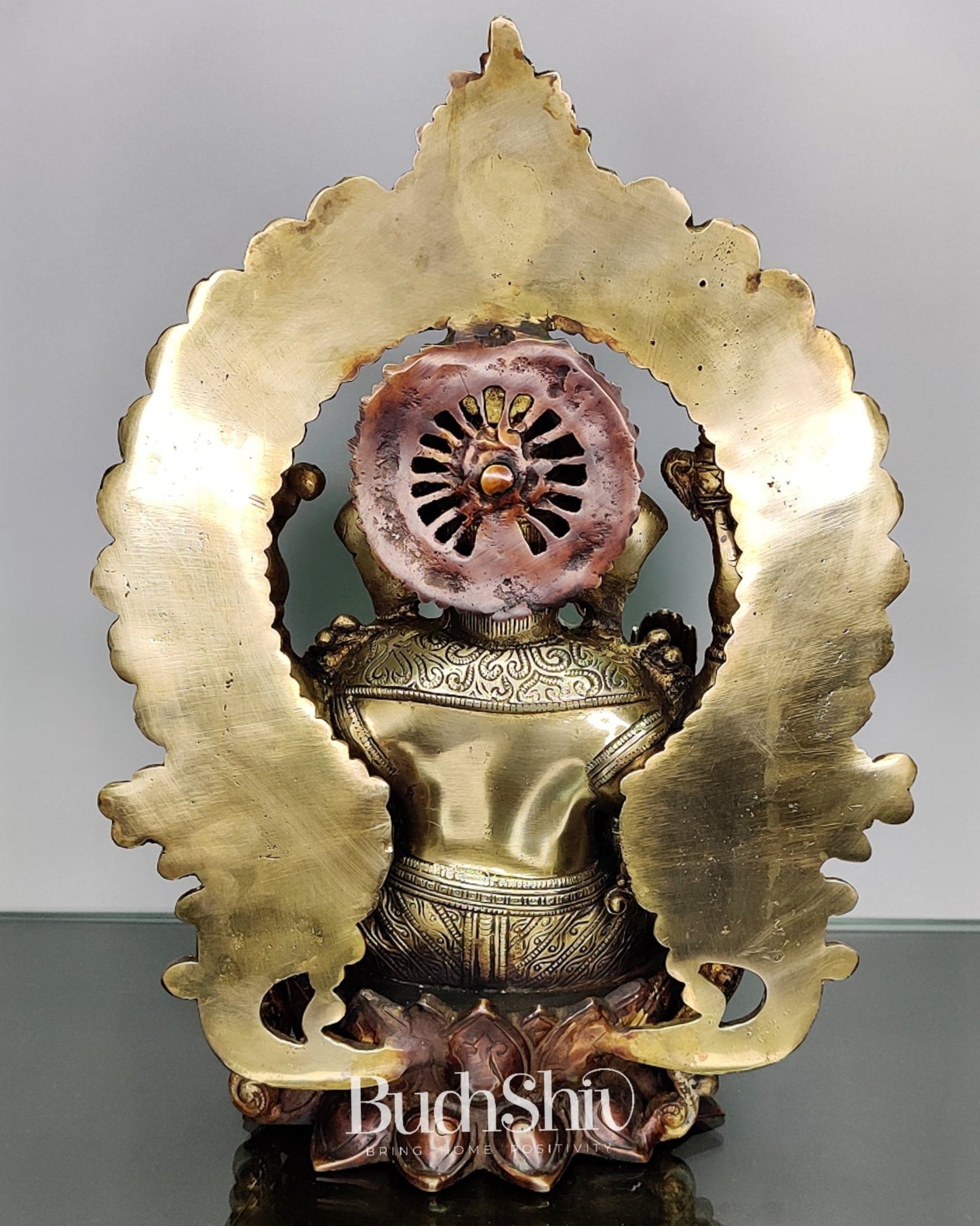 Ganapati Brass statue with duel tone Finish 15 inch - Budhshiv.com