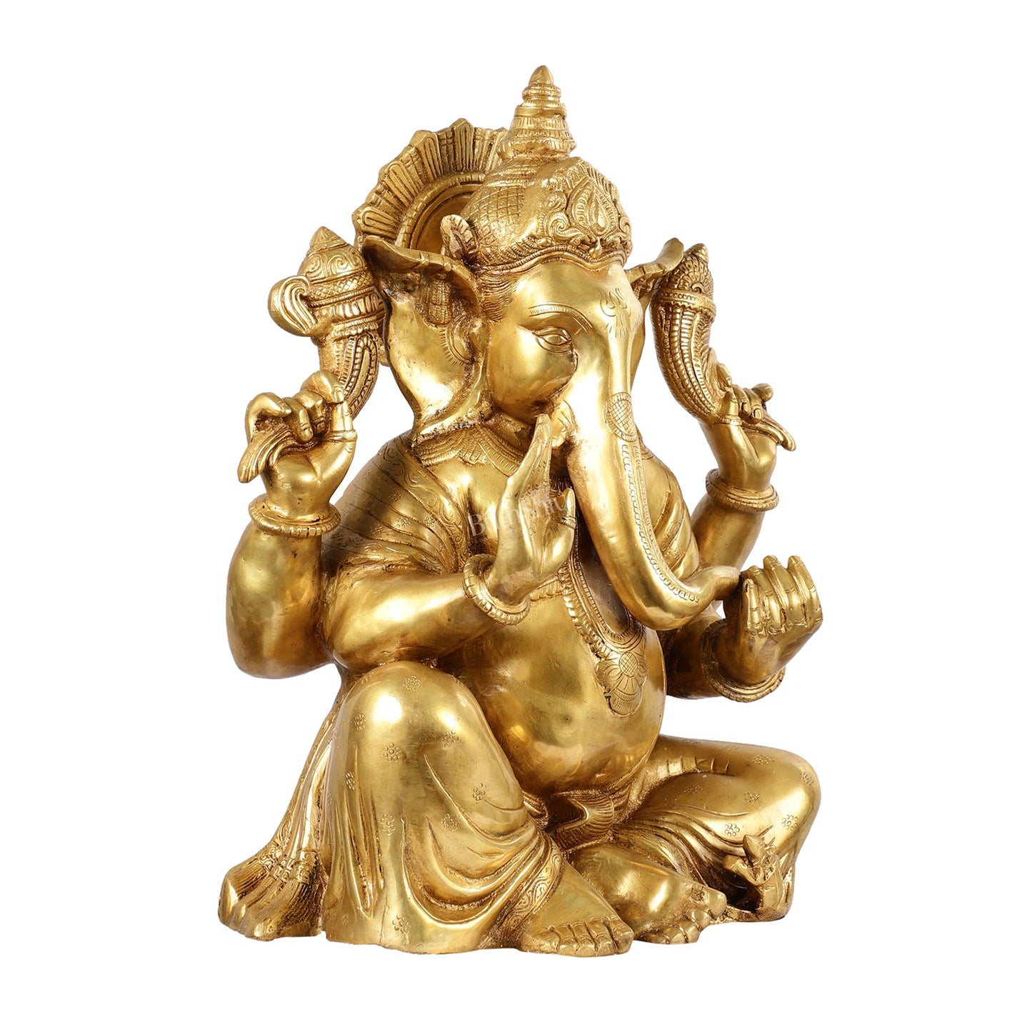 Ganesha Brass Idol with finish 20 inch - Budhshiv.com
