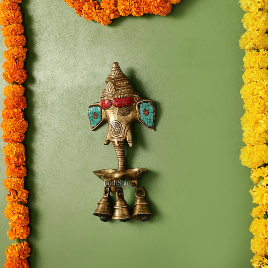 Ganesha Diya Lamp Wall Hanging diya 10" - Budhshiv.com