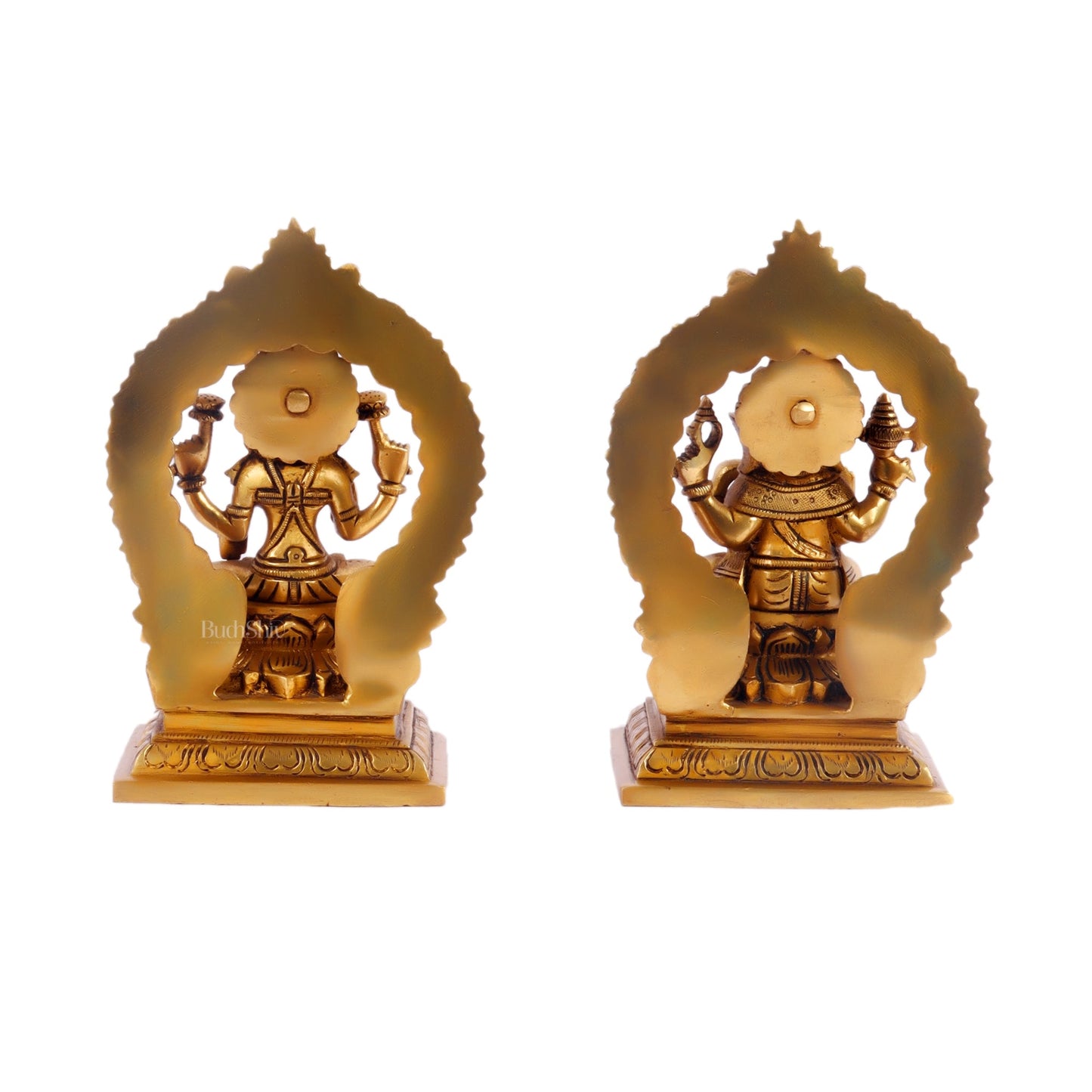 Ganesha Lakshmi Brass idols Superfine 7 inches - Budhshiv.com