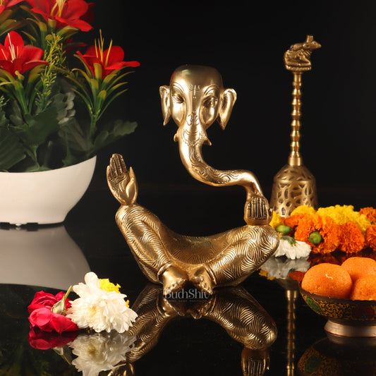Ganesha modern Abstract Brass Antique Gold Finish| Medium 8.5 " - Budhshiv.com
