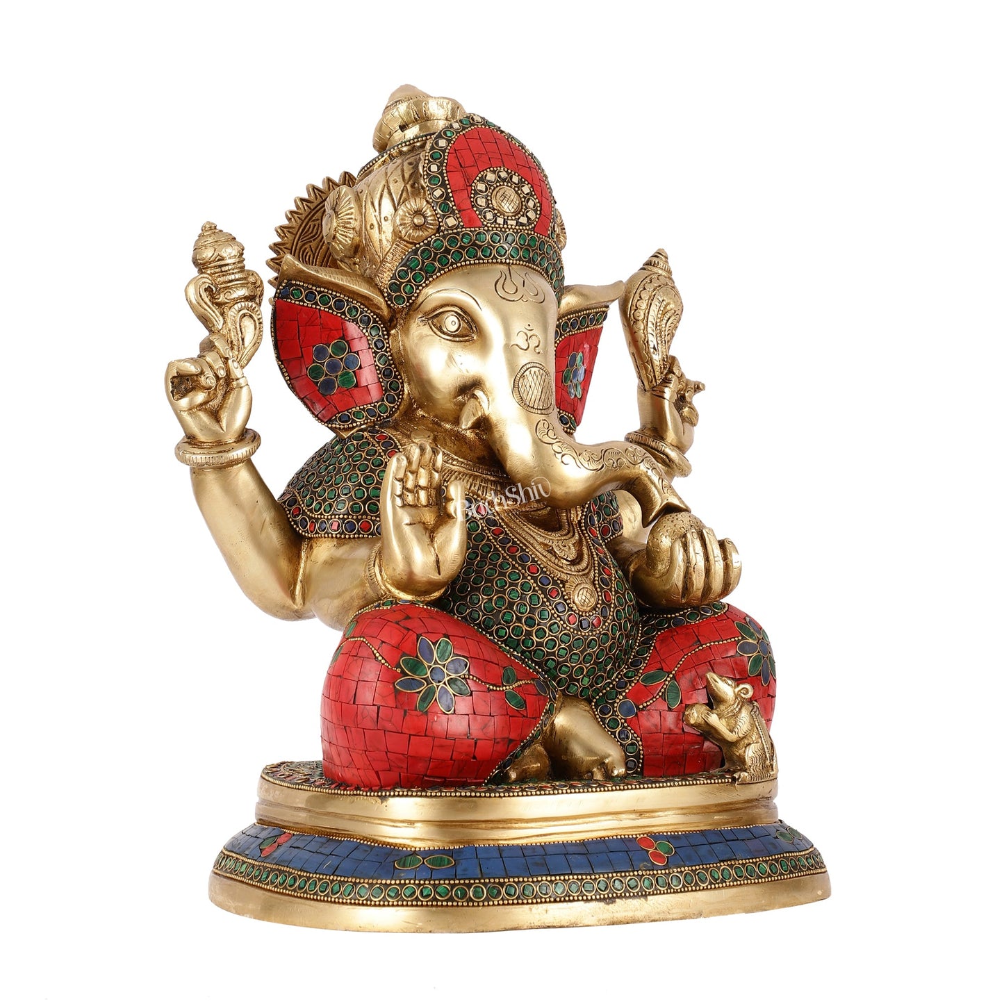 Handcrafted Brass Ganesha Statue 14" - Budhshiv.com
