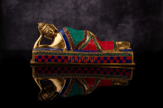Handcrafted Brass Idol - Reclining Buddha Statue - Budhshiv.com