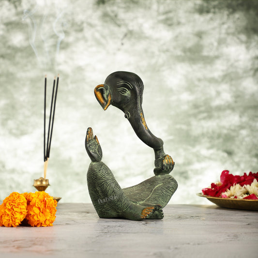 Handcrafted Brass Lord modern abstract Ganesha Idol - 8.5 " - Budhshiv.com
