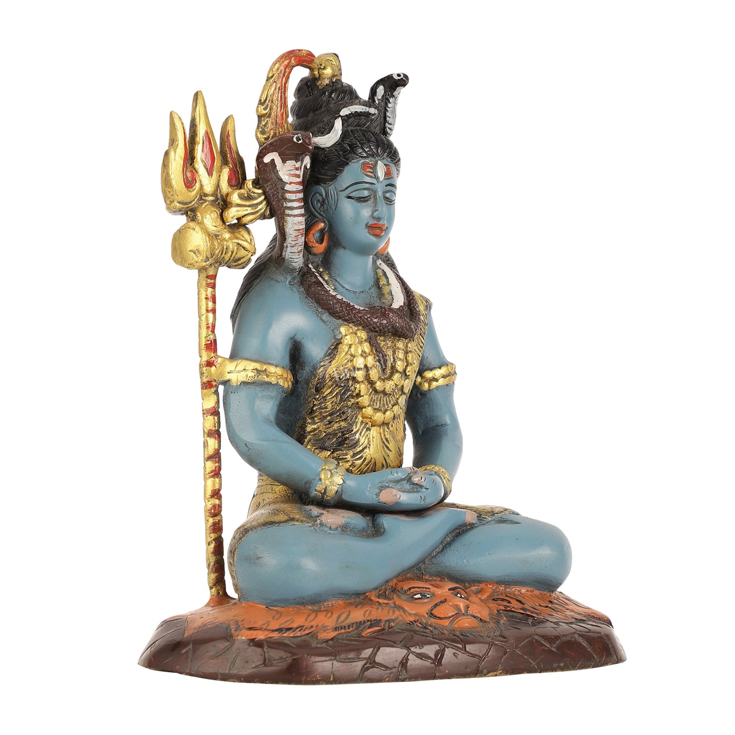 Handcrafted Brass Lord Shiva Statue hand painted| Height 10.5 " - Budhshiv.com