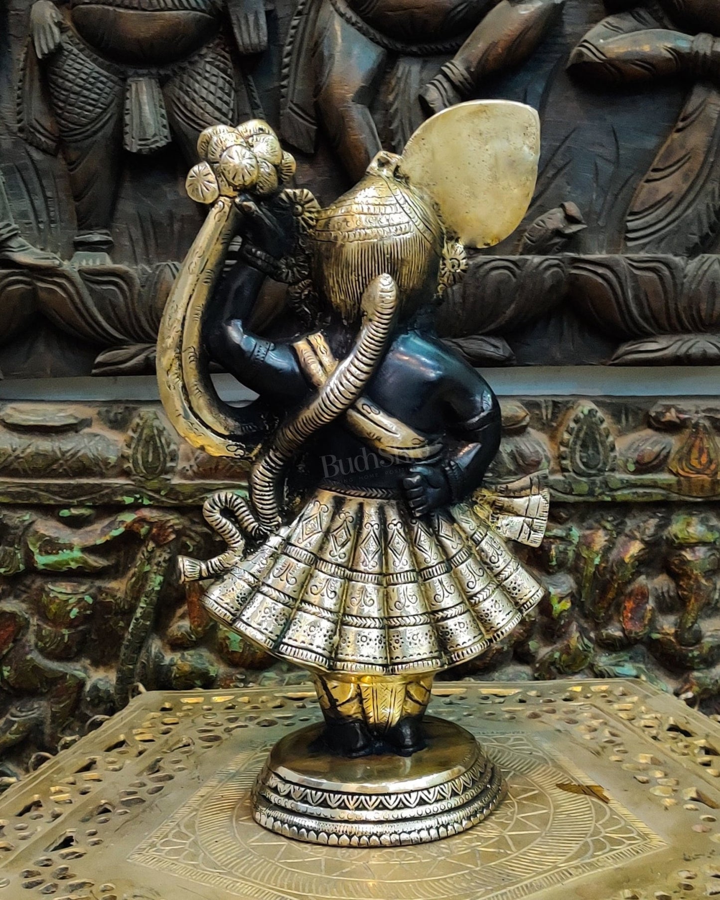 Handcrafted Brass Lord Shrinath Ji Statue | From Nathdwara 13 inch - Budhshiv.com