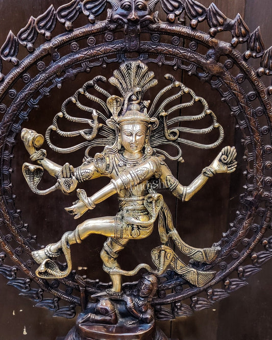 Handcrafted Brass Nataraja Statue | 28" Height - Budhshiv.com