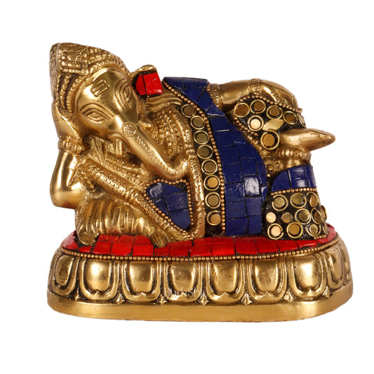 Handcrafted Brass Resting Ganesha Statue - Perfect Gift and Collectible - Budhshiv.com