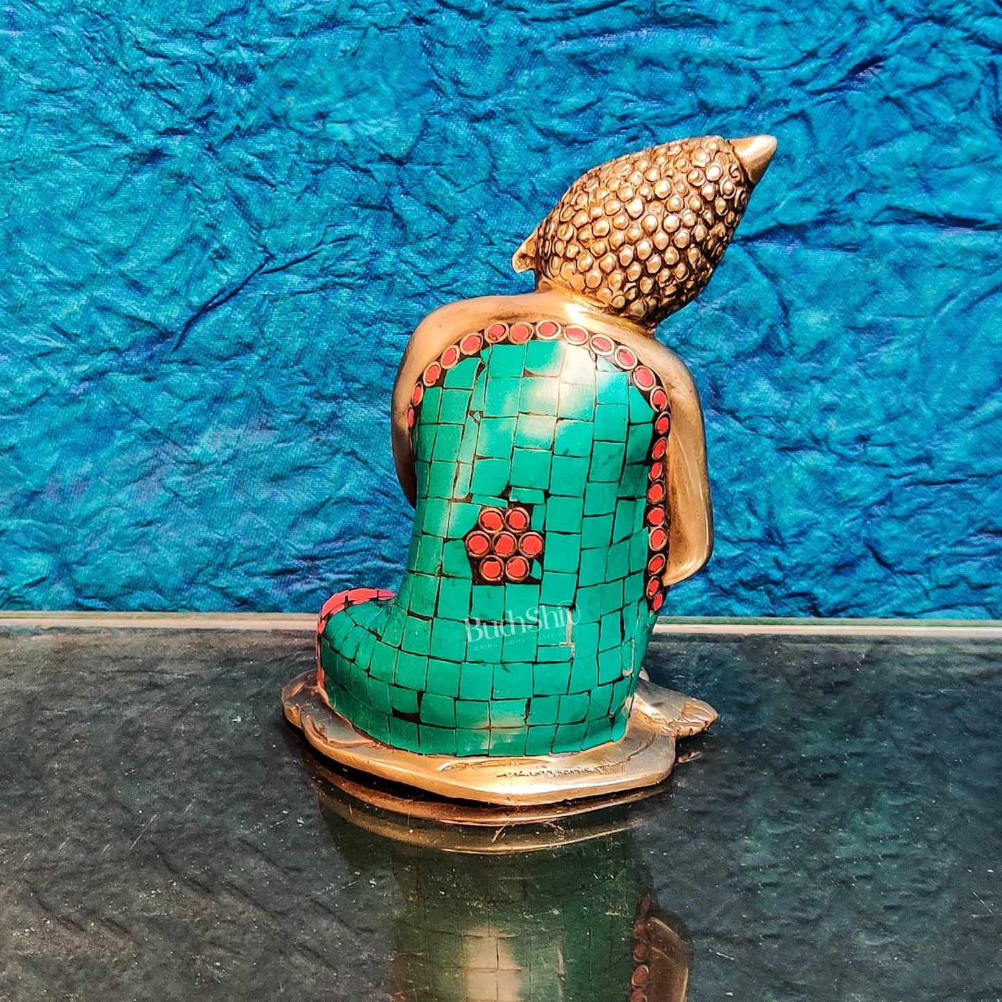 Handcrafted Brass Thinking Buddha Statue | 6" Tall - Budhshiv.com