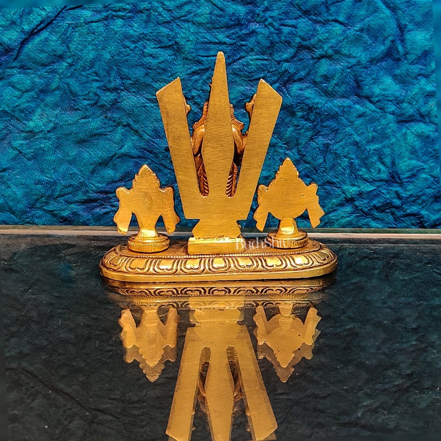 Handcrafted Brass Tirupati Balaji Idol | Shankh, Chakra, Namaha | 4 inch - Budhshiv.com