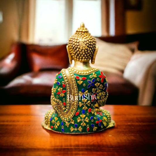 Handcrafted Buddha Statue in Bhoomisparsha Mudra Fine 10" - Budhshiv.com