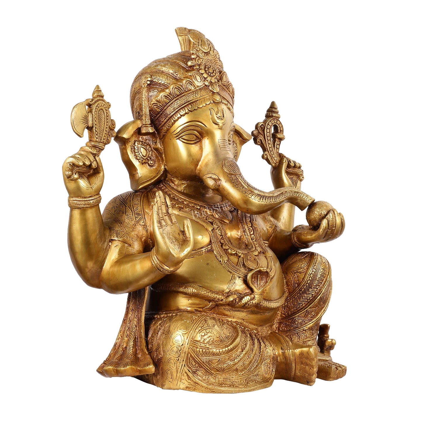 Handcrafted Fine Brass Lord Ganesha Idol - 21 Inch - Budhshiv.com