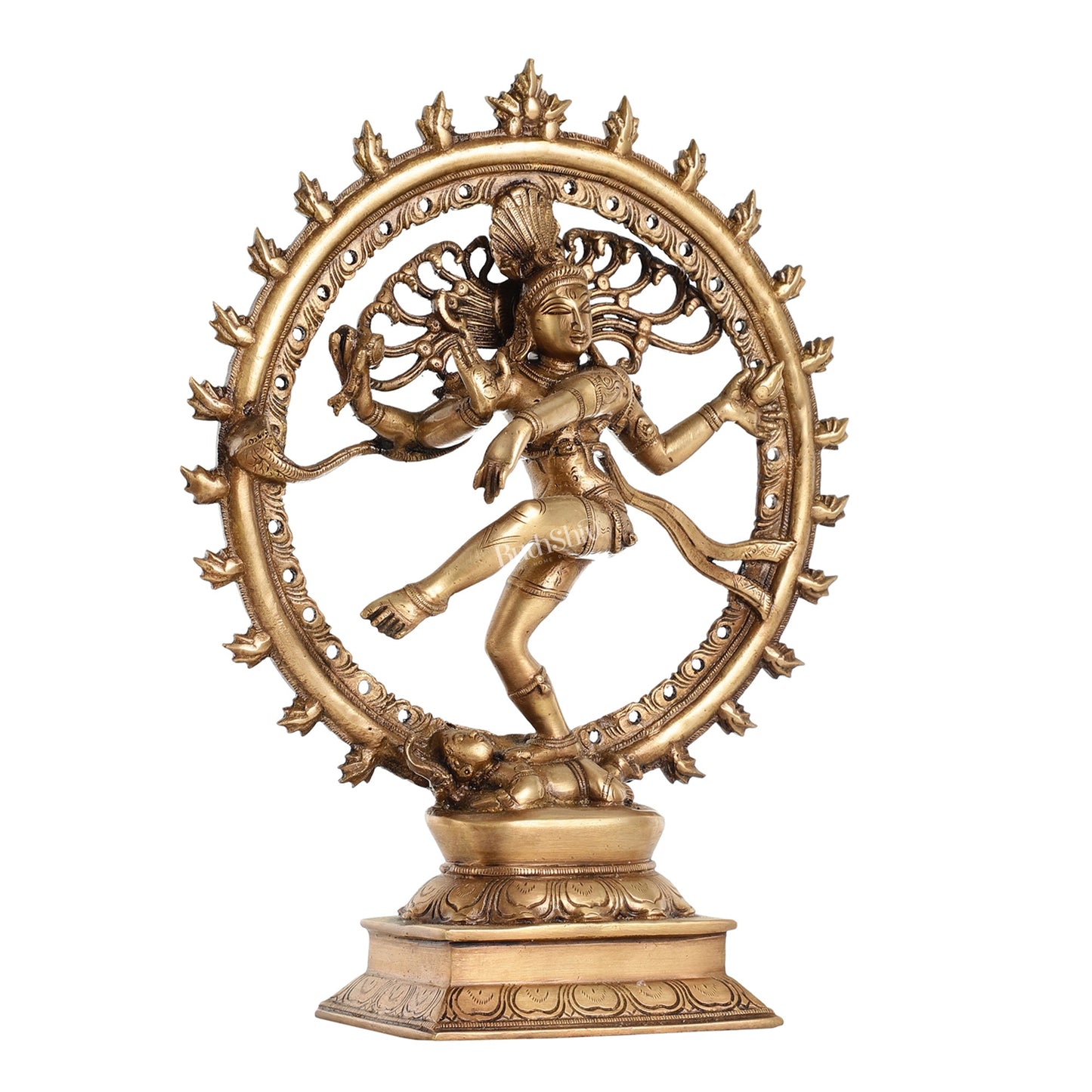 Handcrafted Fine Brass Nataraja Statue - 13" Height - Budhshiv.com