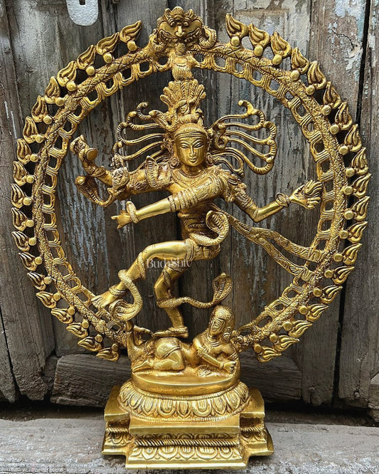 Handcrafted Fine Brass Nataraja Statue - 20.5" Height - Budhshiv.com