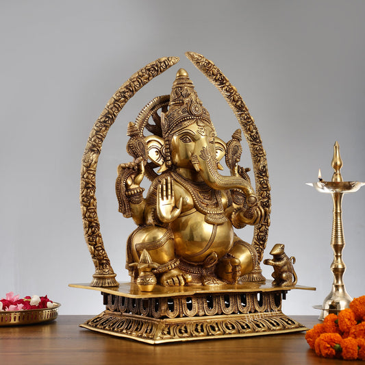 Handcrafted Superfine Brass Ganapathi Statue 22 inch - Budhshiv.com