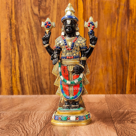Handcrafted Superfine Brass Lord Venkateshwara Tirupati Balaji Idol 9 inch - Budhshiv.com
