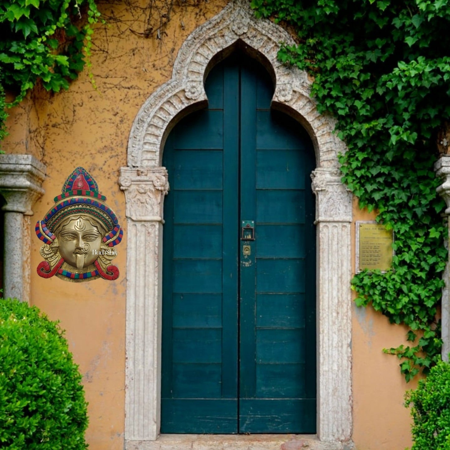 Kali Maa Face Wall Mount With Stonework - Budhshiv.com