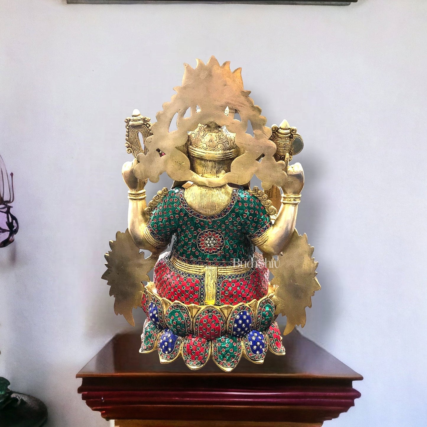 Kamalasana Ganapathi Divine Sculpture | Handcrafted in Superfine Brass 21" - Budhshiv.com