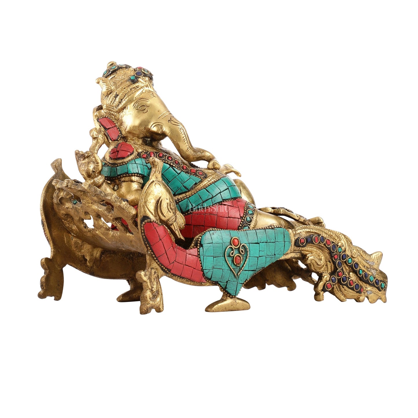 Lord Ganesh Resting idol showpiece 11 inch wide - Budhshiv.com