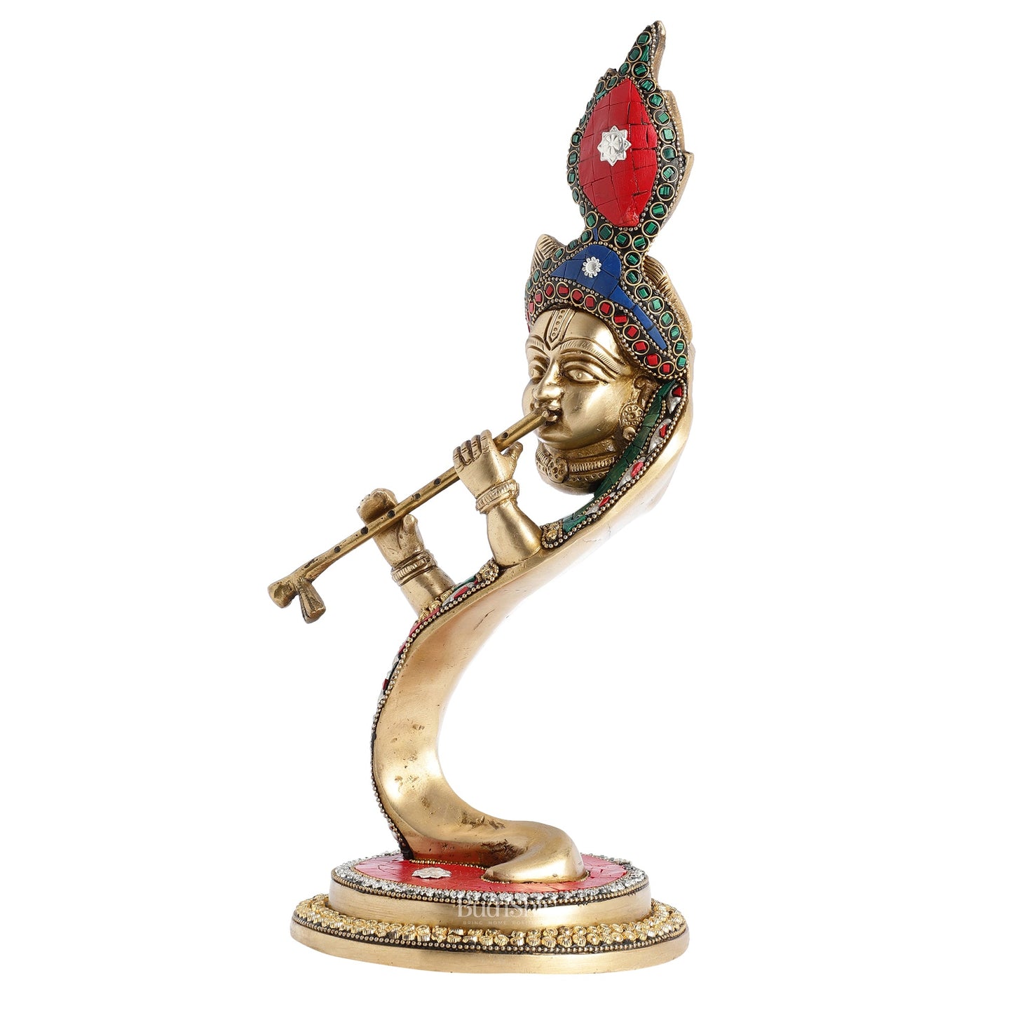 Lord Krishna Brass Idol - Modern Design - Ideal Showpiece - 13.5 inch - Budhshiv.com