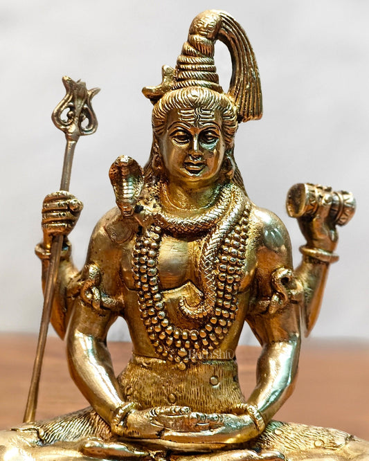 Lord Shiva brass idol in Meditation posture 8 " - Budhshiv.com
