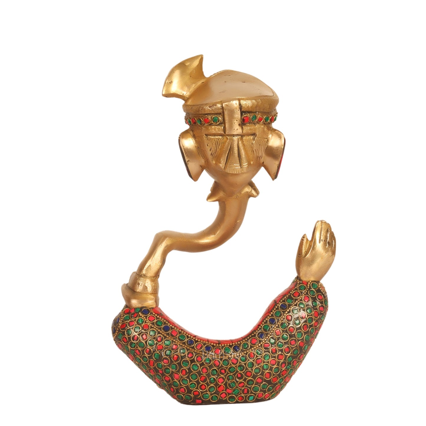 Modern Ganesha abstract unique brass idol/ wearing a pagdi/turban ( stonework) - Budhshiv.com