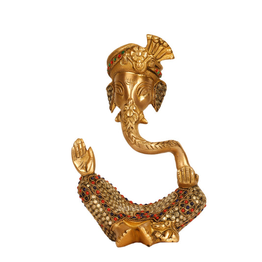 Modern Ganesha abstract unique brass idol/ wearing a pagdi/turban with mouse |Budhshiv.com