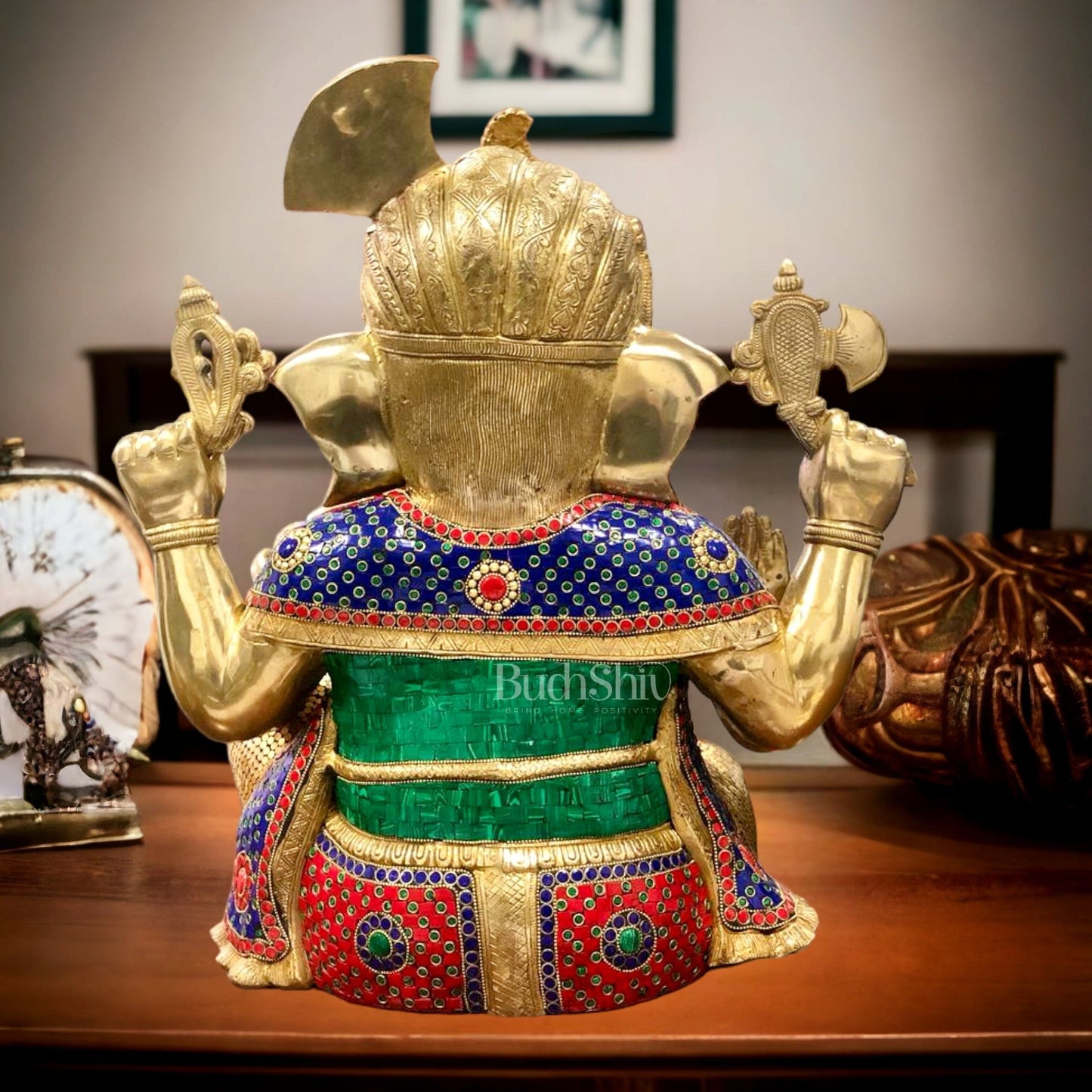 Pagadi Ganesha wearing a turban Brass idol 21 inches - Budhshiv.com