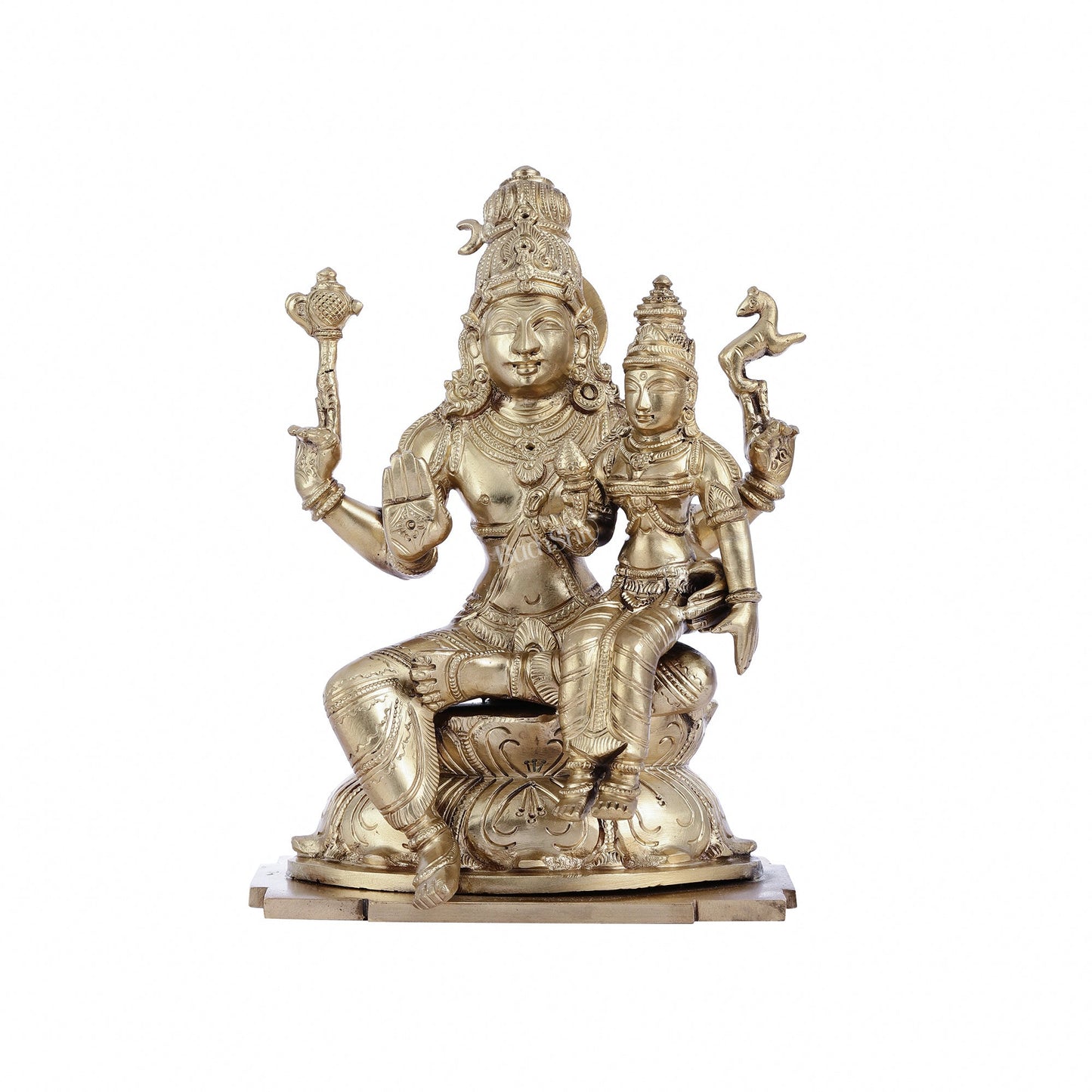 Panchaloha Pure Bronze Shiva and Parvati Idol - 9" - Budhshiv.com