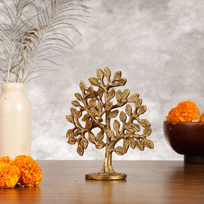 Pure Brass Handcrafted Kalpavriksha Tree - Table Standing 6" - Budhshiv.com