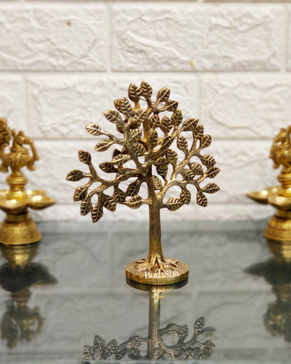 Pure Brass Handcrafted Kalpavriksha Tree - Table Standing 7" - Budhshiv.com