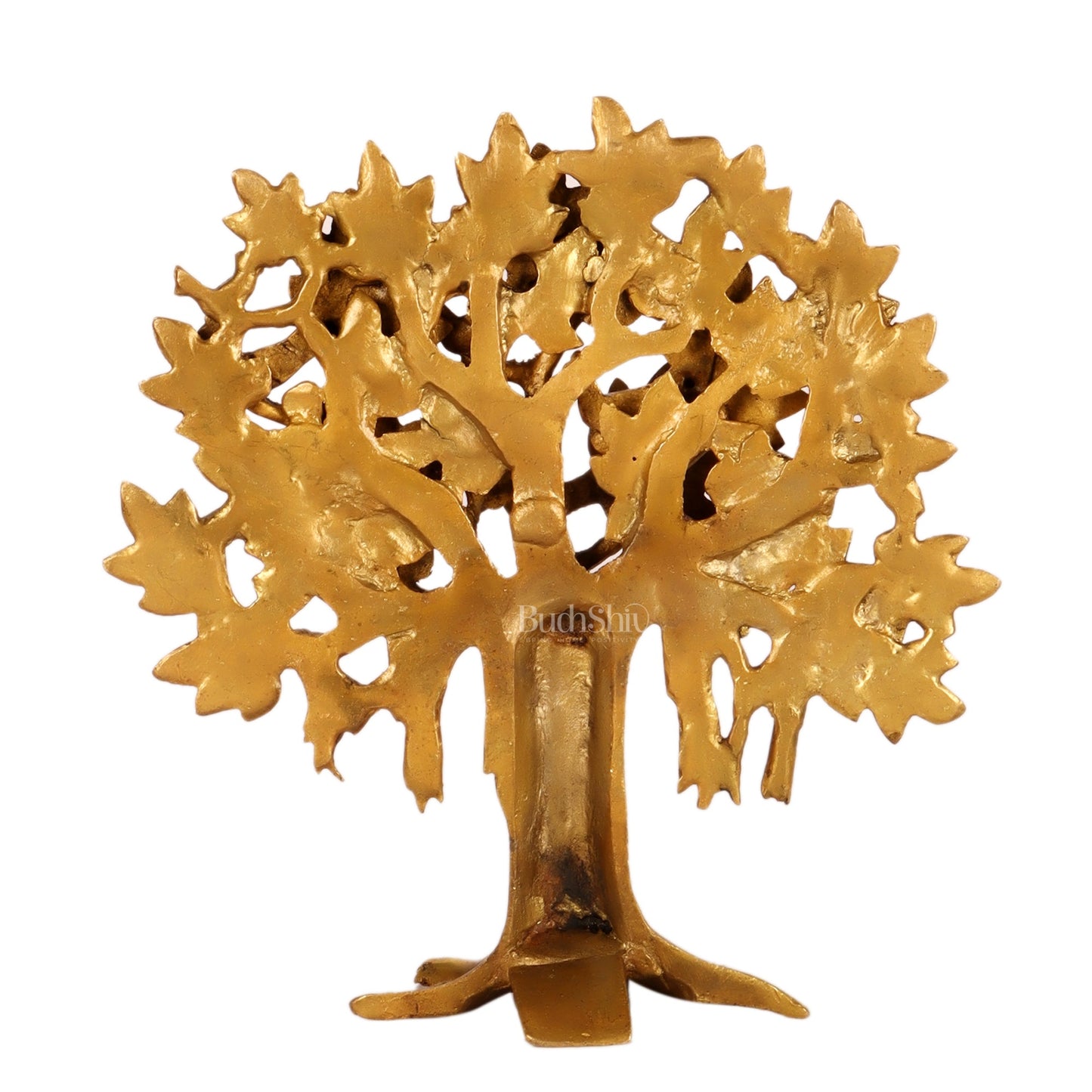 Pure Brass Handcrafted Kalpavriksha Tree - Table Standing 9" - Budhshiv.com