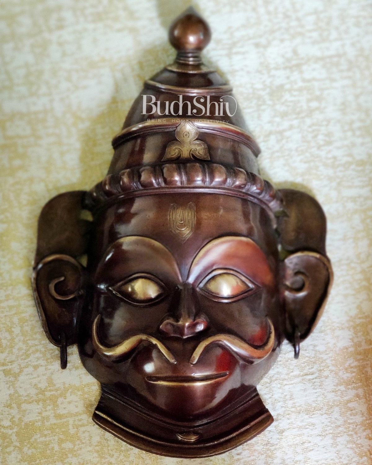 Pure Brass Hanuman Face Wall Hanging | 18" Height | Ward off Evil - Budhshiv.com