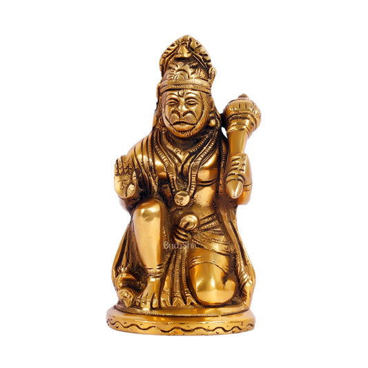Pure Brass Lord Hanuman Statue | 5.75 inch Height - Budhshiv.com