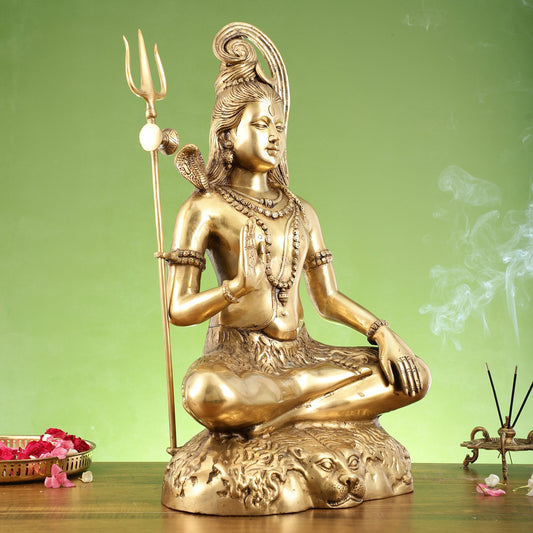 Pure Brass Lord Shiva Statue | Handcrafted | 22.5" Height - Budhshiv.com