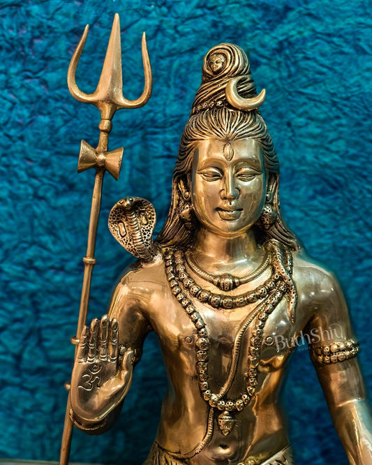 Pure Brass Lord Shiva Statue | Handcrafted in India | 20" Height - Budhshiv.com