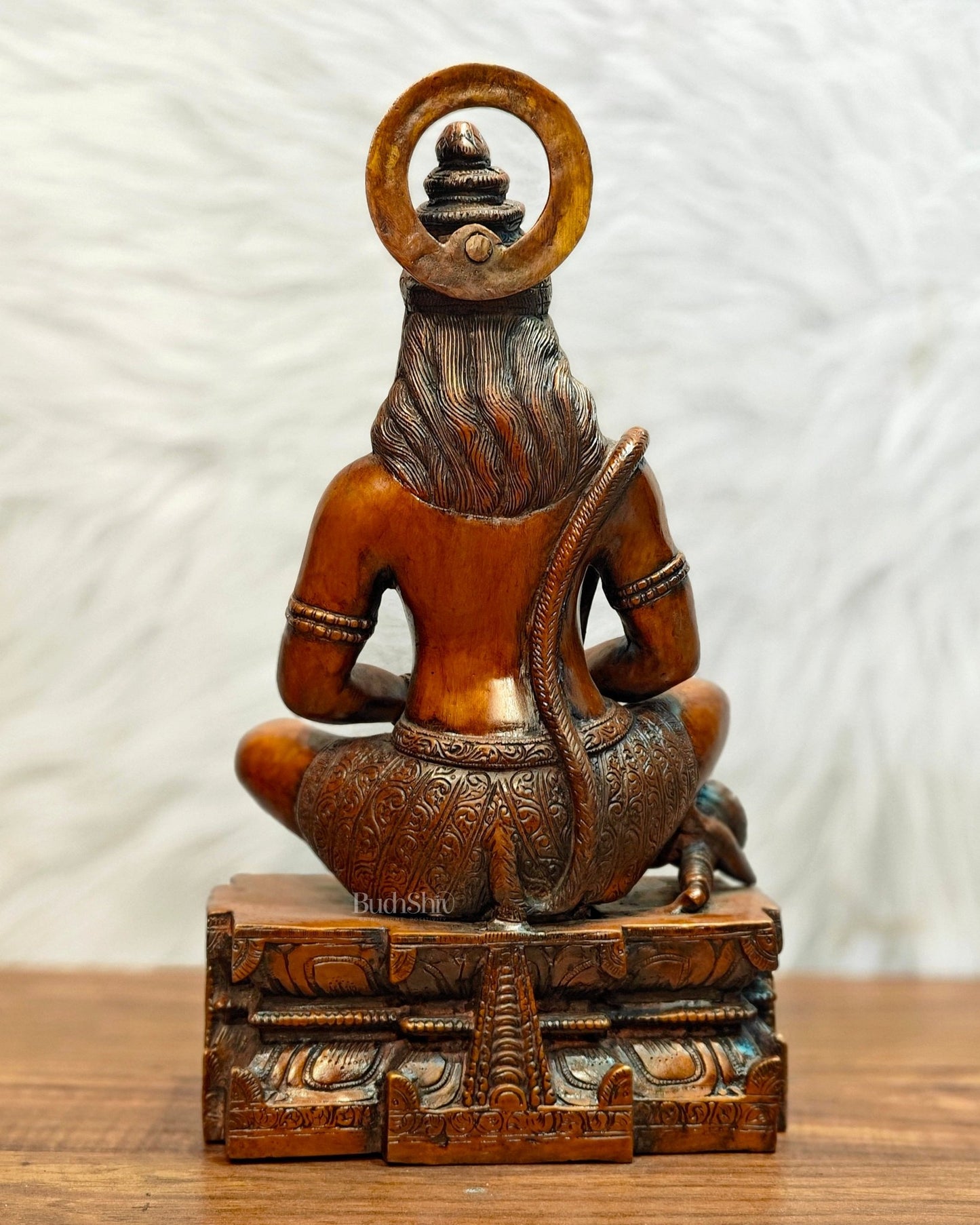 Pure Brass Meditation Hanuman Statue - 15-Inch - Budhshiv.com