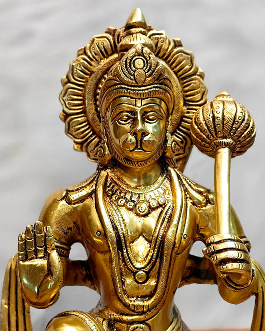 Pure Brass Powerful Lord Hanuman Statue 12 inch - Budhshiv.com