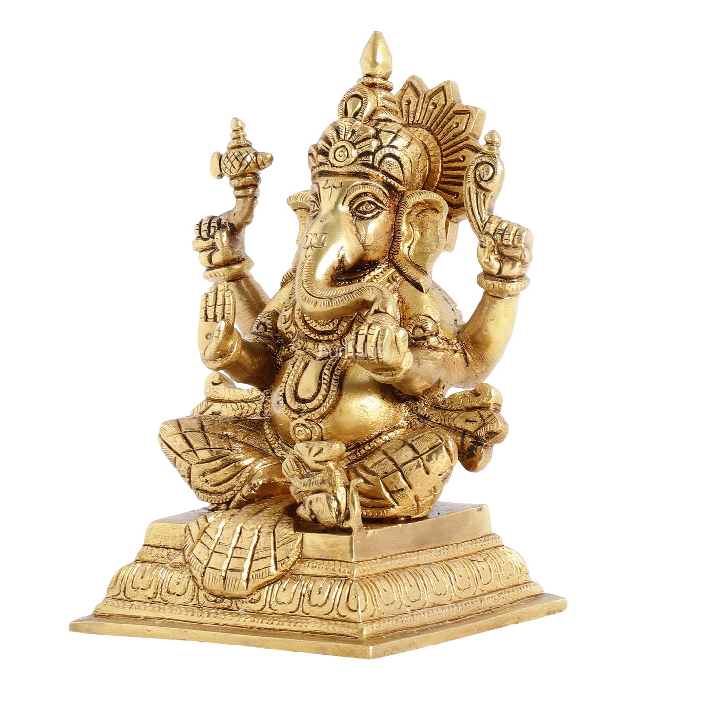 Pure Brass Superfine Lord Ganesha Statue - 6.5 inch - Budhshiv.com