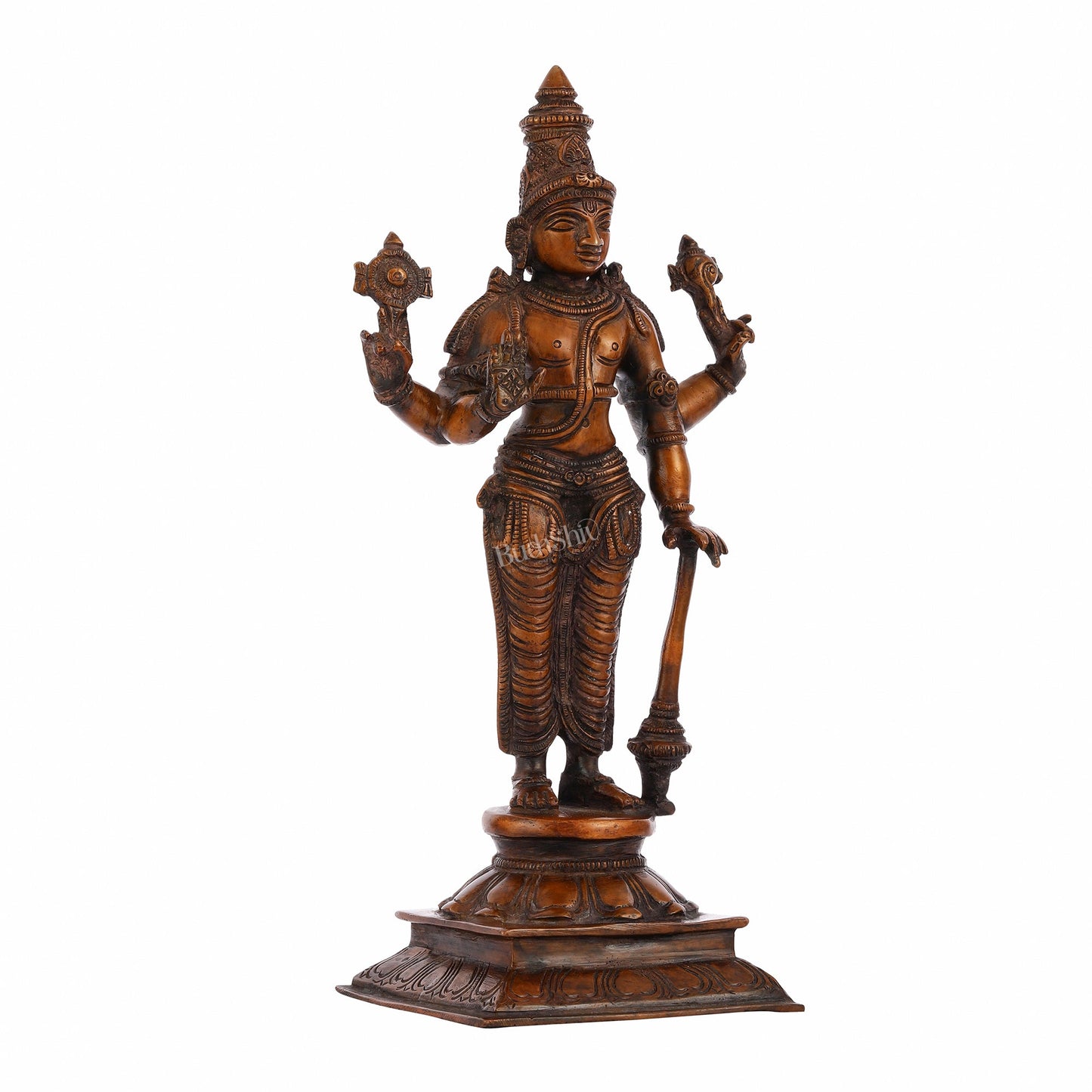 Pure Brass Superfine Lord Vishnu Standing Statue - 12" - Budhshiv.com