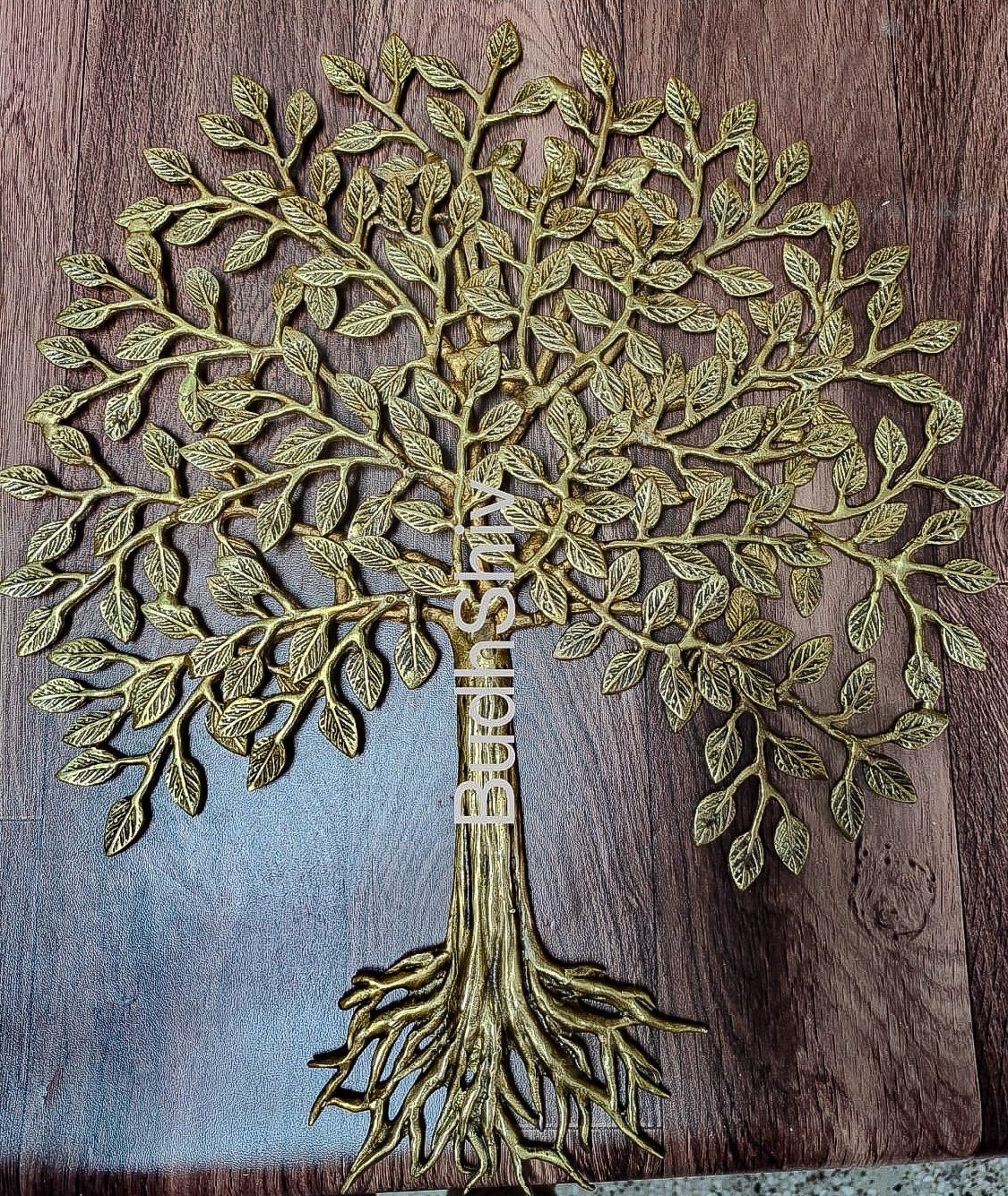 Pure Brass Superfine Wall Hanging Kalpavriksha Bodhi Tree with Roots 20 inch - Budhshiv.com