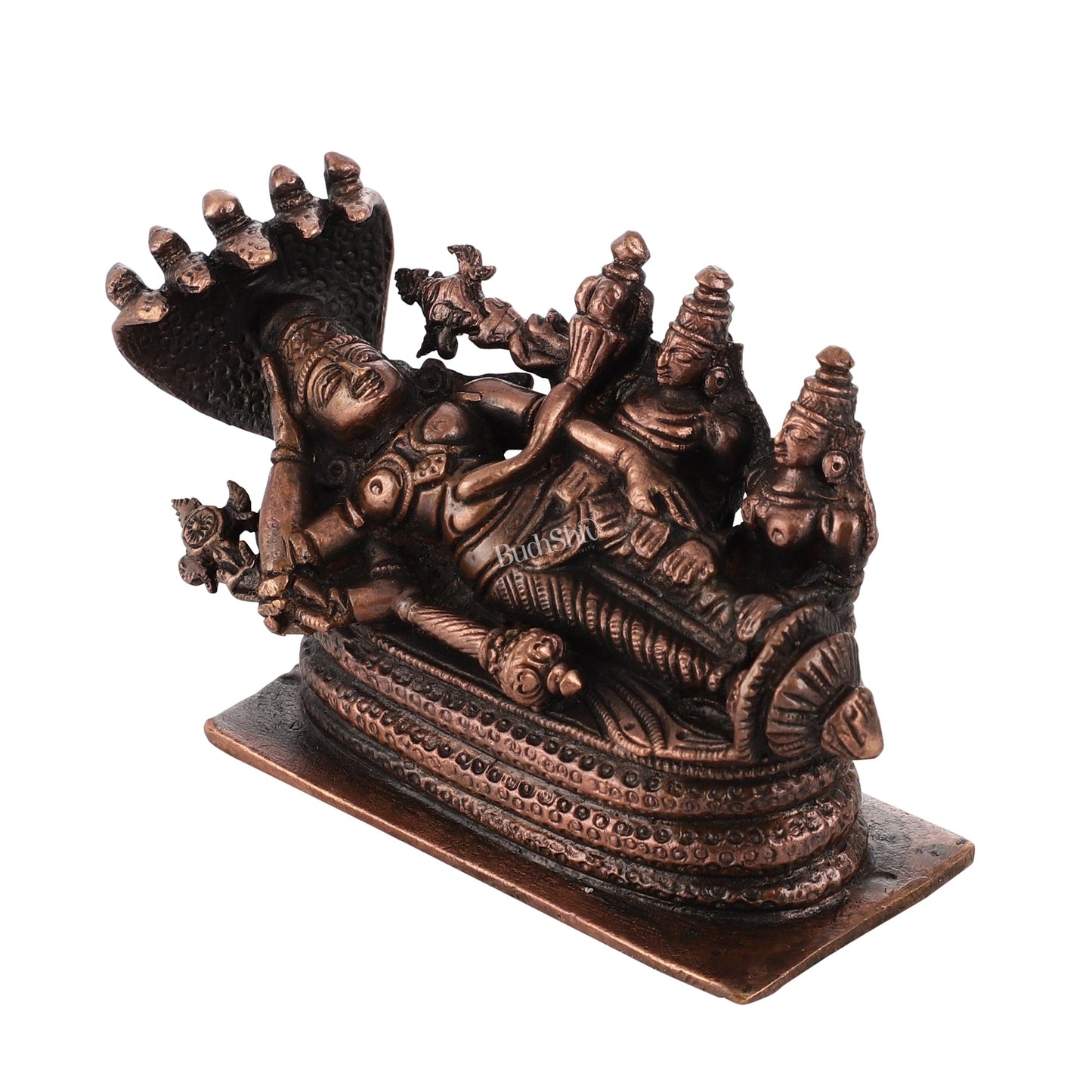 Pure Copper Ananta Padmanabha Swamy Idol 3 inch | BudhShiv Brass Handicrafts - Budhshiv.com