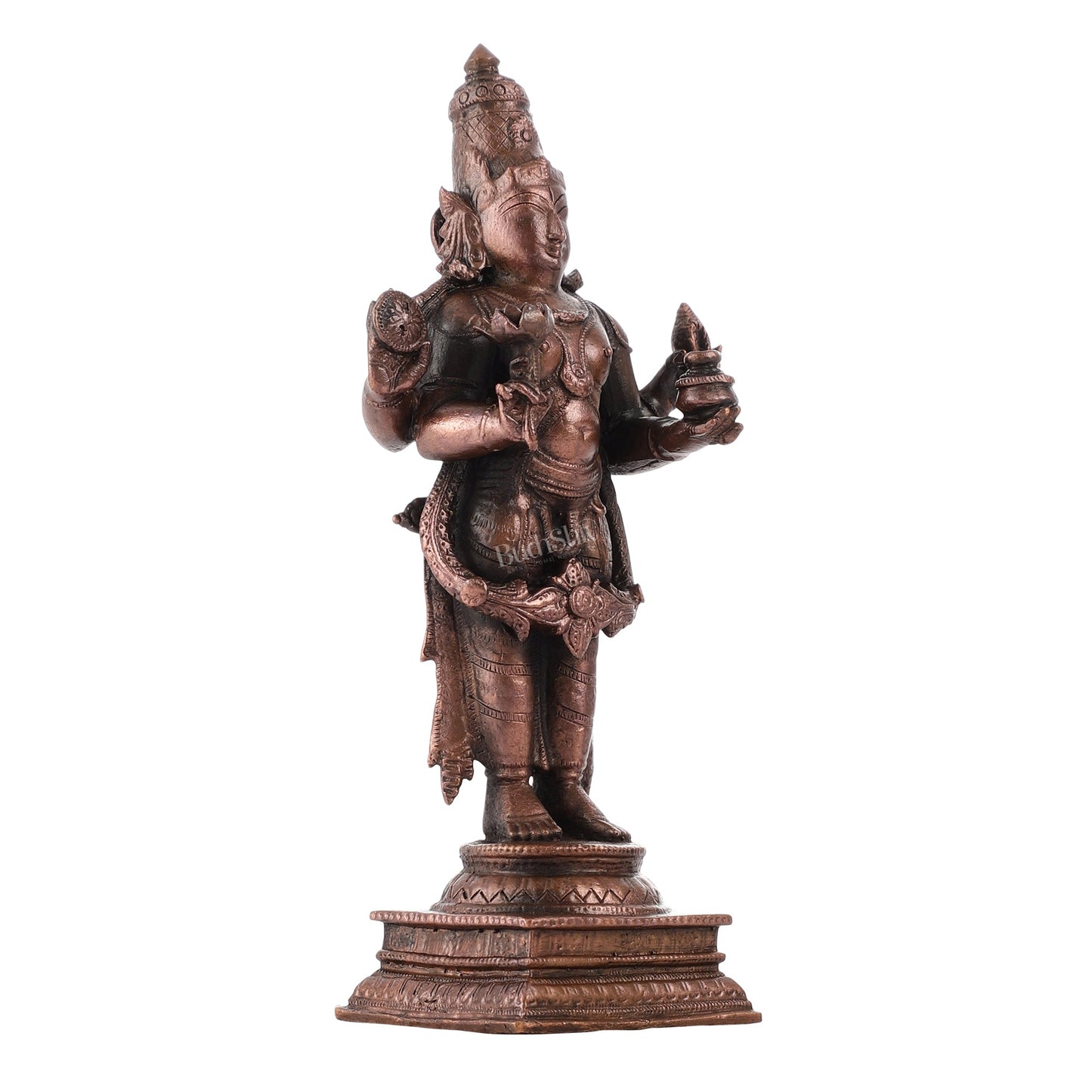 Pure Copper Dhanvantari Idol | Height 6.5 inches | BudhShiv Brass Handicrafts - Budhshiv.com