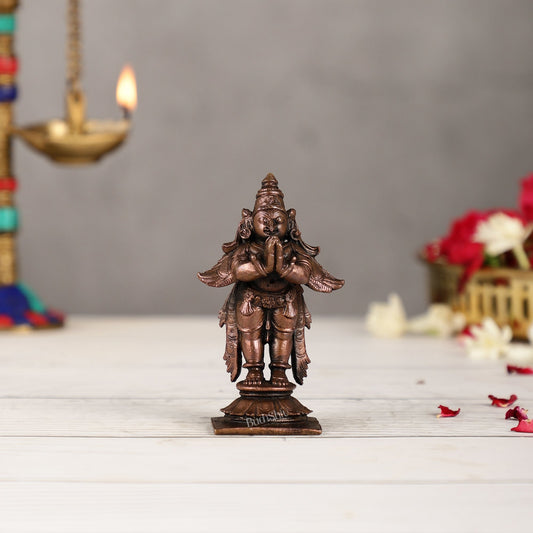 Pure Copper Garuda Namaste Idol | Height 3.5 inch | BudhShiv Brass Handicrafts - Budhshiv.com